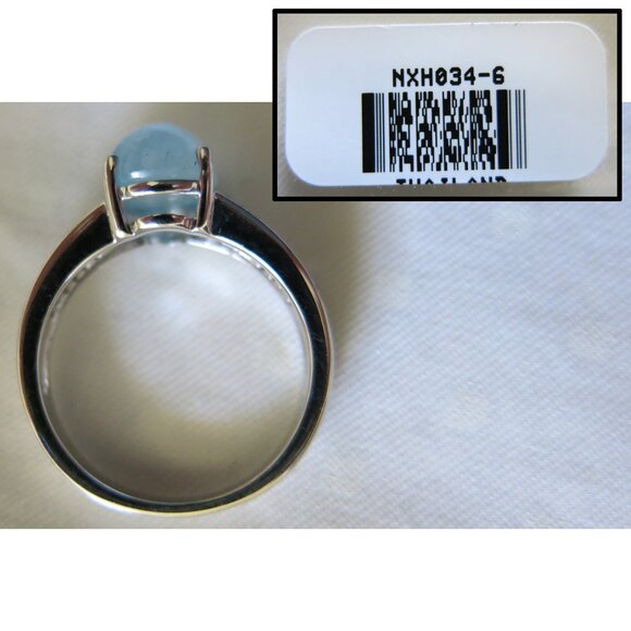 NWT $88 Blue Aquamarine With Rhodium Over Sterling Silver Ring Size 6 - Picture 11 of 12